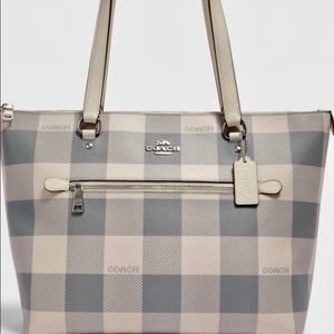 Coach Gallery Tote with Buffalo Plaid Print